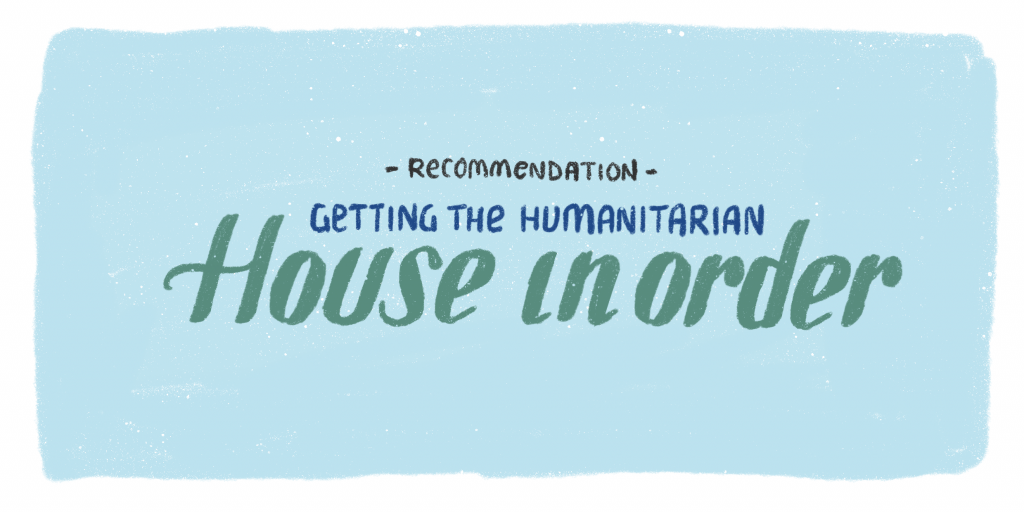 Chapter title that reads ‘Recommendation: Getting the humanitarian house in order’.